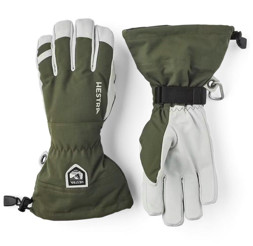 Men's Army Leather Heli Ski Gloves - Olive