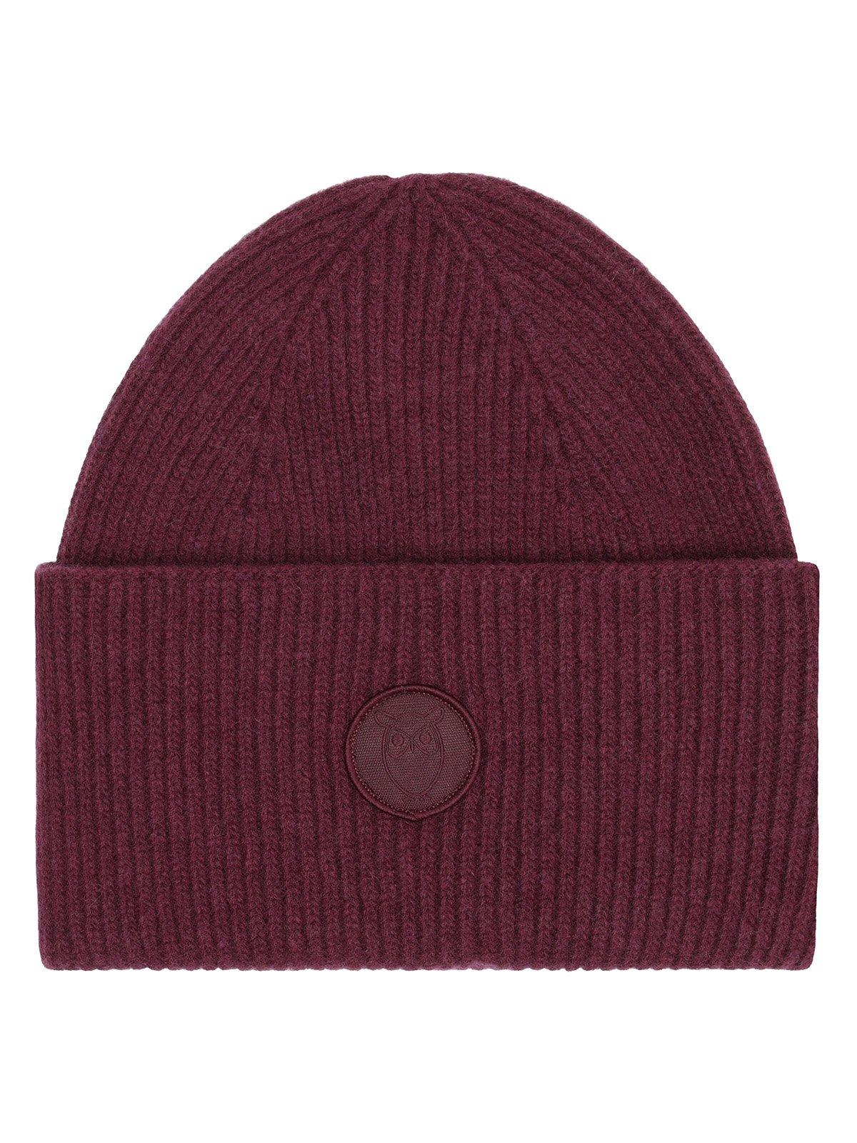 Unisex Lambswool Chunky Rib Beanie - Purple