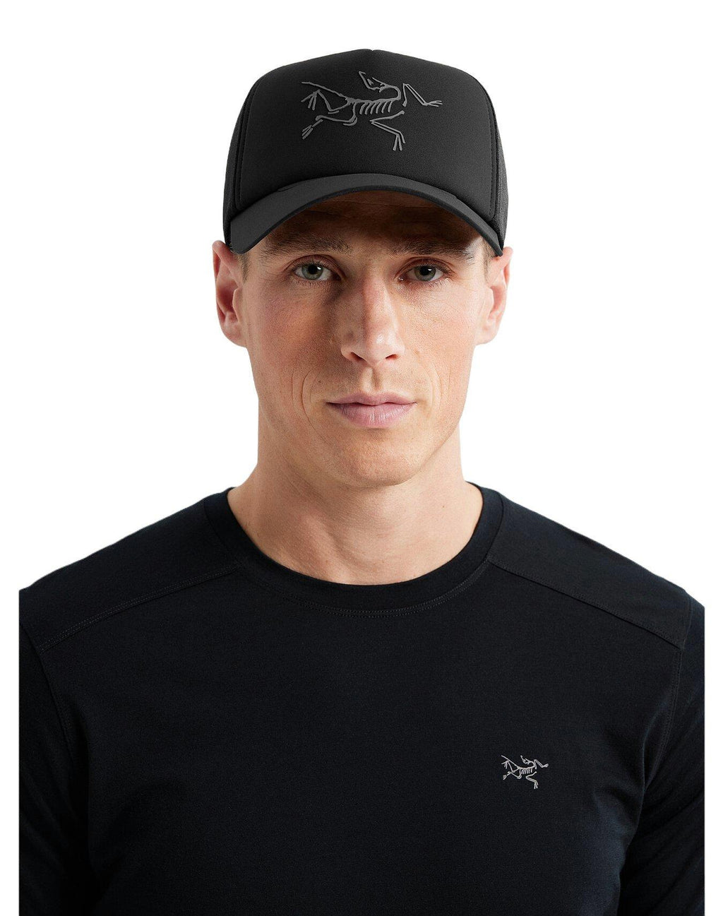 Unisex Bird Trucker Curved Hat - Black