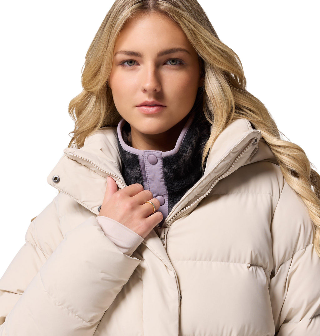 Women's Amaze Puff Mid Hooded Down Jacket - Cream