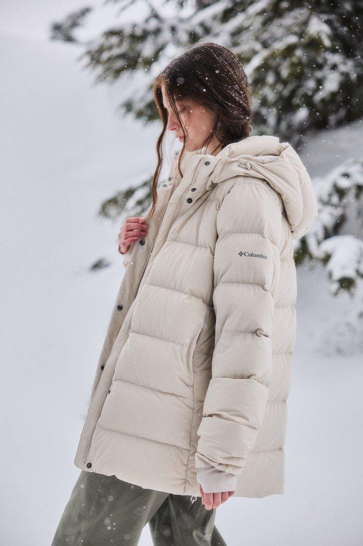 Women's Amaze Puff Mid Hooded Down Jacket - Cream
