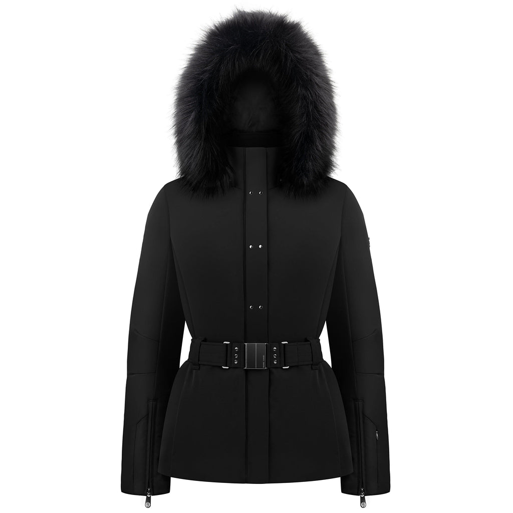 Women's Stretch Belted Ski Jacket - Black