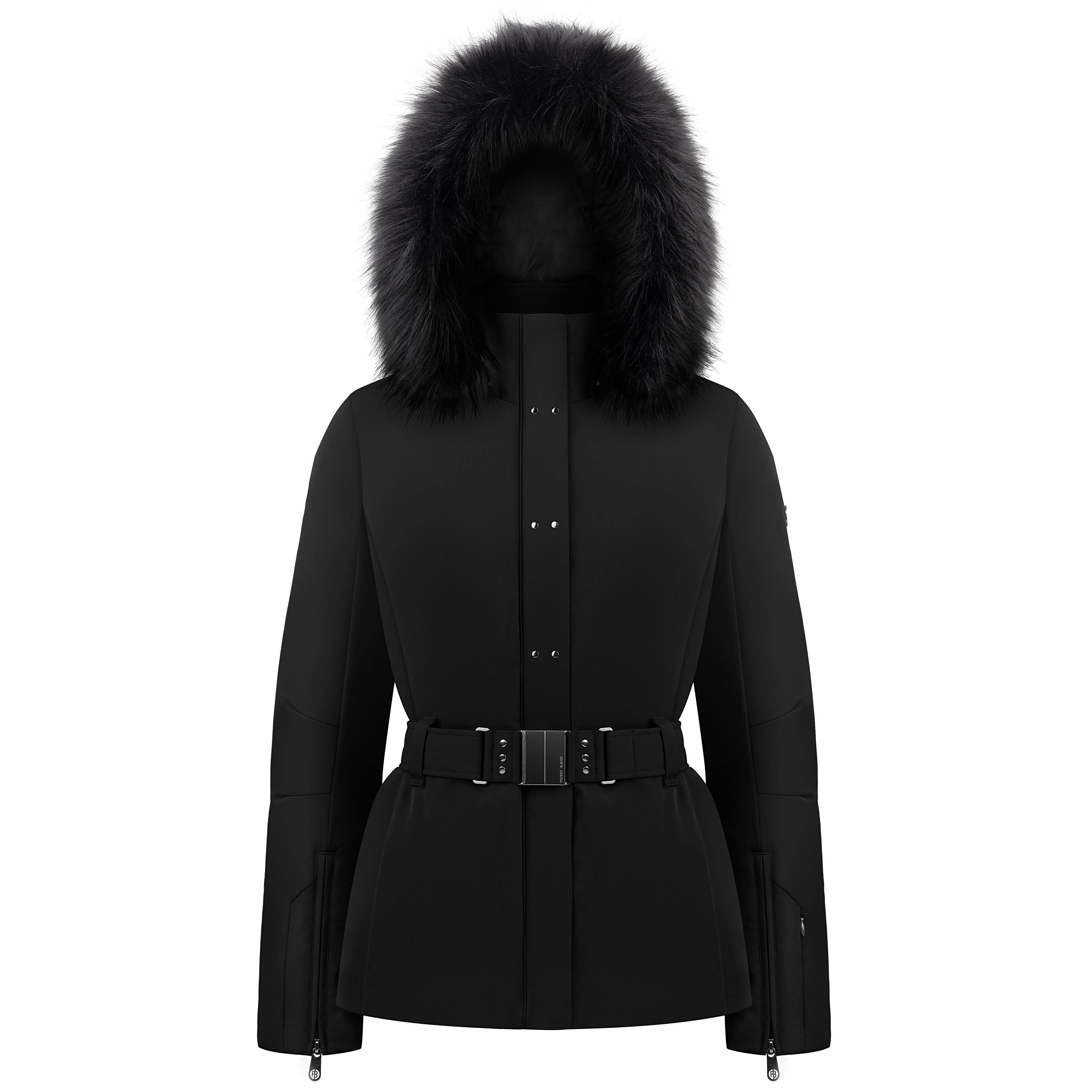 Women's Stretch Belted Ski Jacket - Black