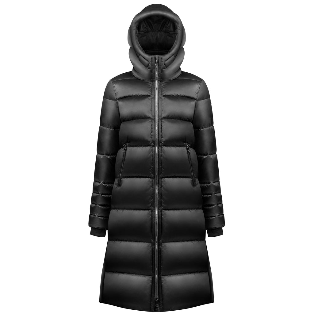 Women's Longline Synthetic Down Jacket - Black