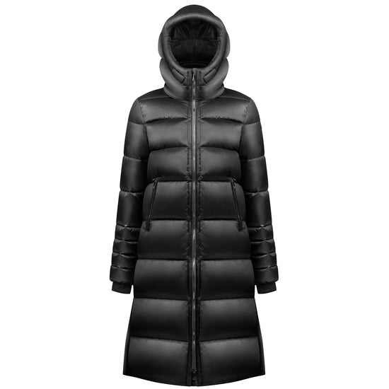 Women's Longline Synthetic Down Jacket - Black
