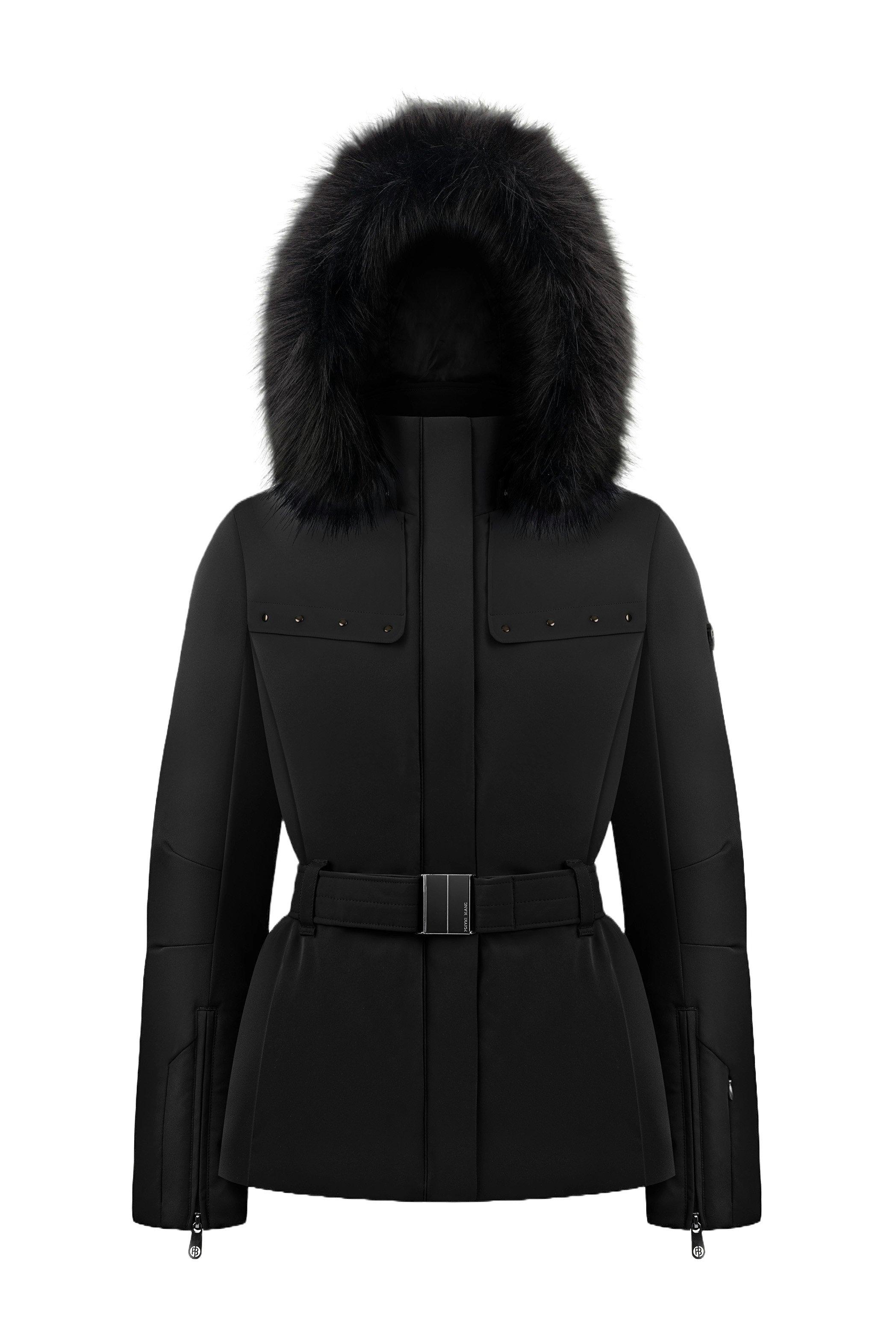 Women's Stretch Belted Ski Jacket - Black