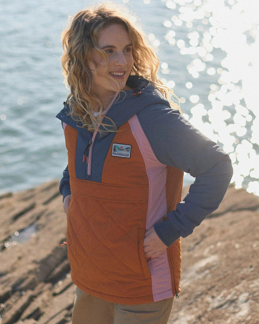 Women's Ocean Insulated 1/2 Zip Jacket - Navy / Orange