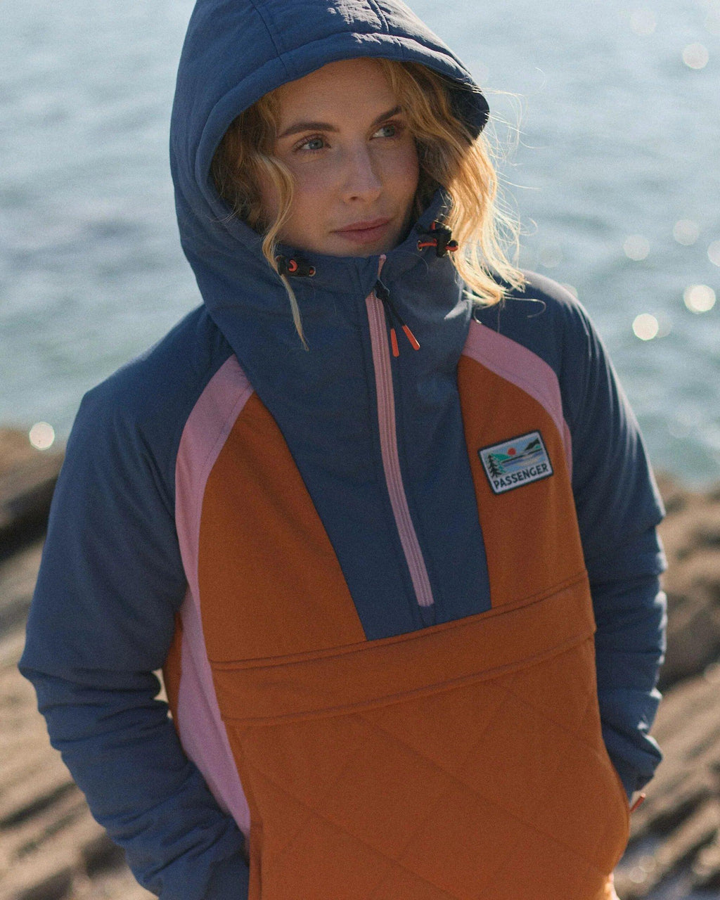 Women's Ocean Insulated 1/2 Zip Jacket - Navy / Orange