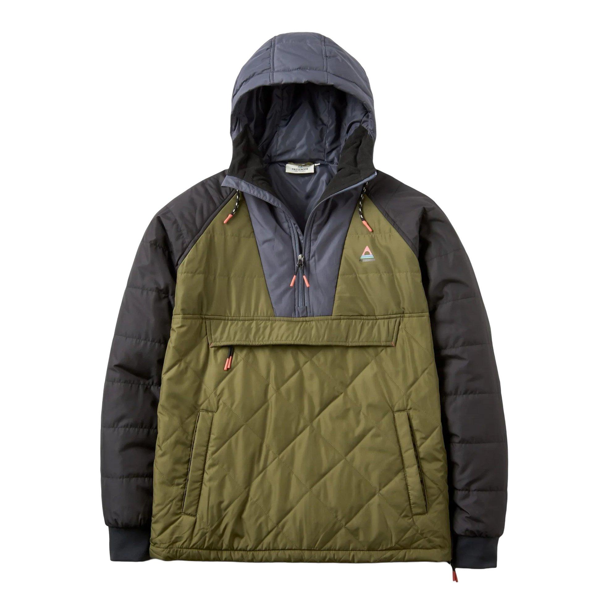 USS2 Oblique W-Zip JKT グリーン Passenger Men's Oceanic Insulated 1/2 Zip Jacket - Green / Black