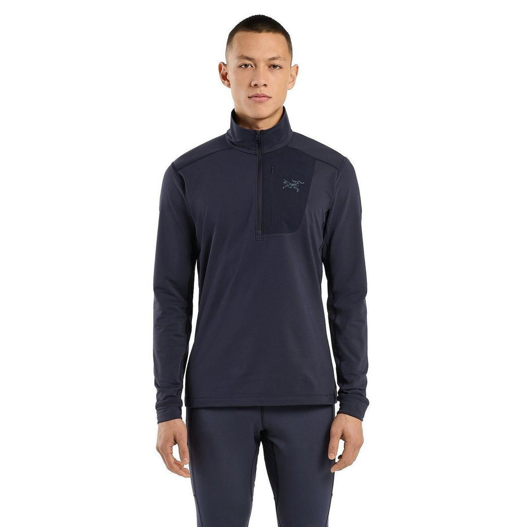 Men's Rho Lightweight Zip Neck Base Layer - Black Sapphire