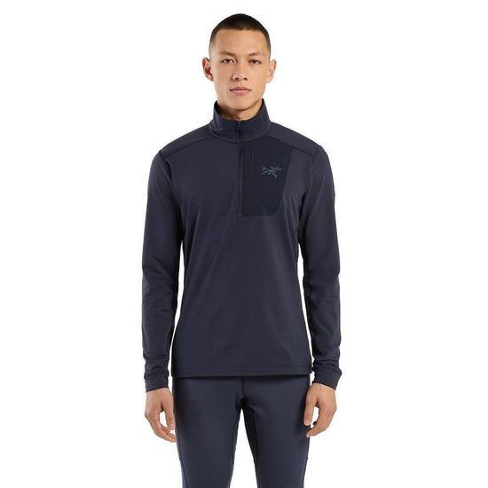 Men's Rho Lightweight Zip Neck Base Layer - Black Sapphire