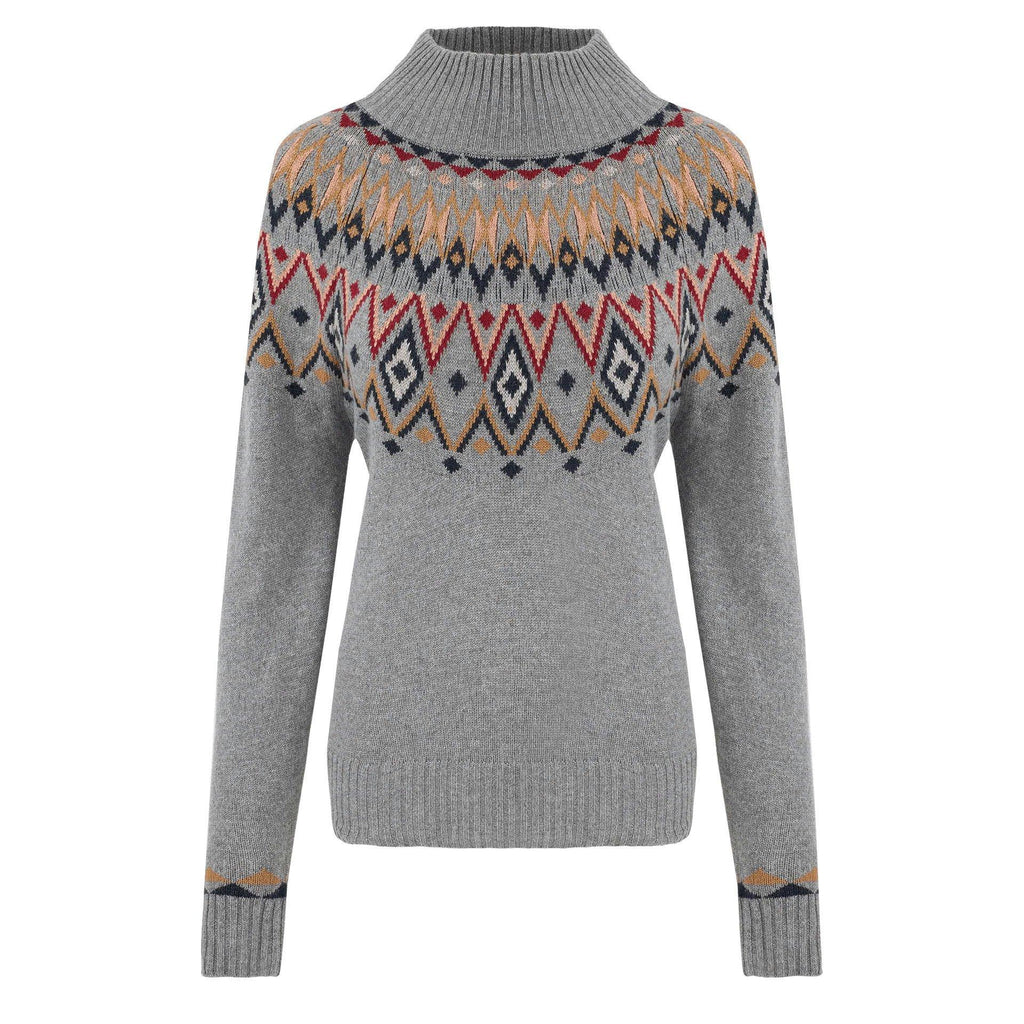 Women's Indu Mock Neck Jumper - Grey