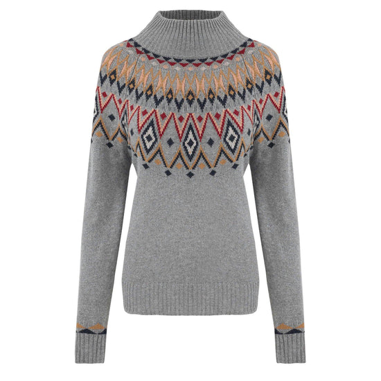 Women's Indu Mock Neck Jumper - Grey