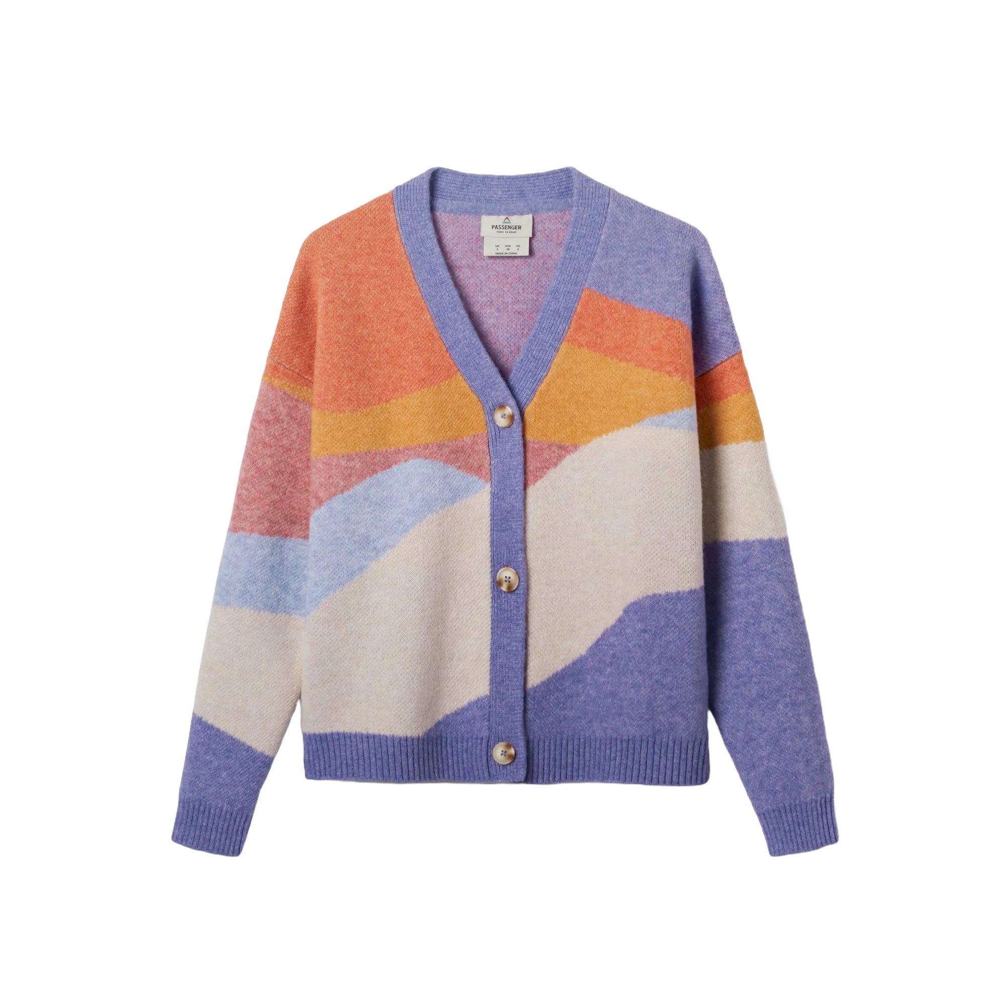 Women's Scenic Knitted Cardigan - Purple / Orange