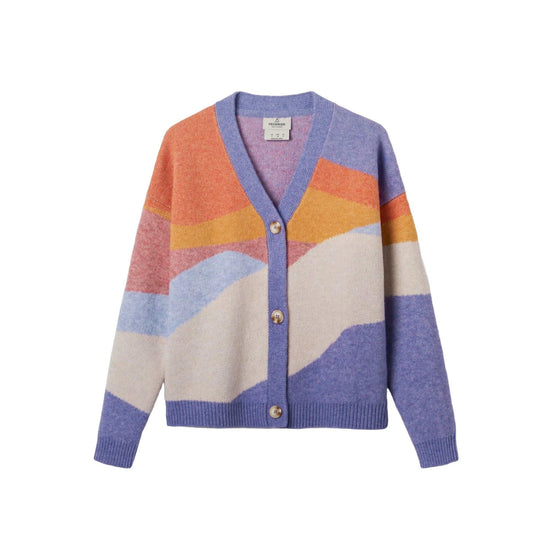 Women's Scenic Knitted Cardigan - Purple / Orange