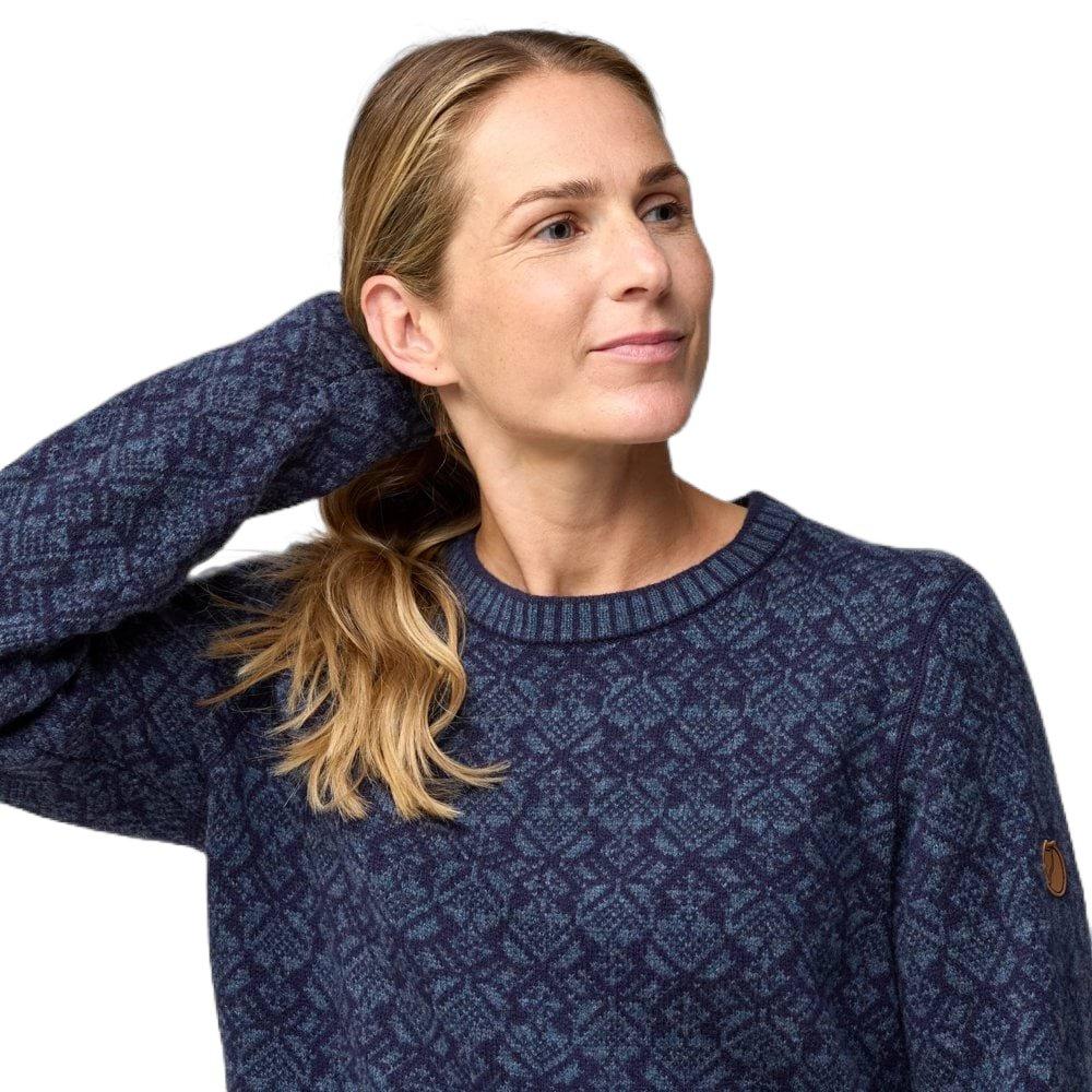 Women's Snow Round Neck Sweater - Navy