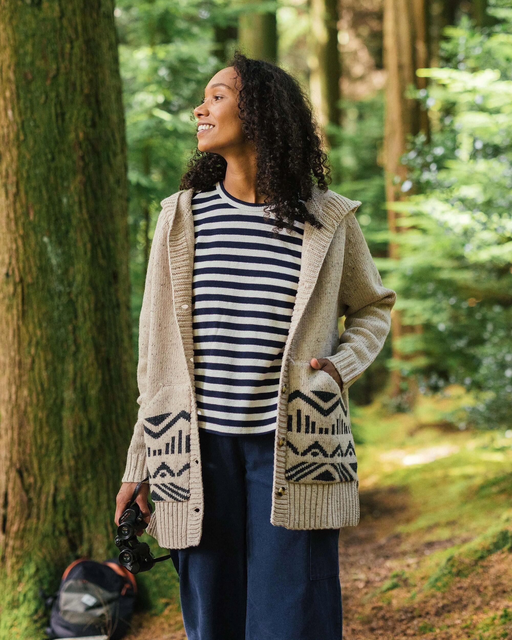 THE TOE Eltz Shaggy Cardigan ベージュ　S Passenger Women's Snoozle Recycled Knitted Hooded Cardigan - Cream