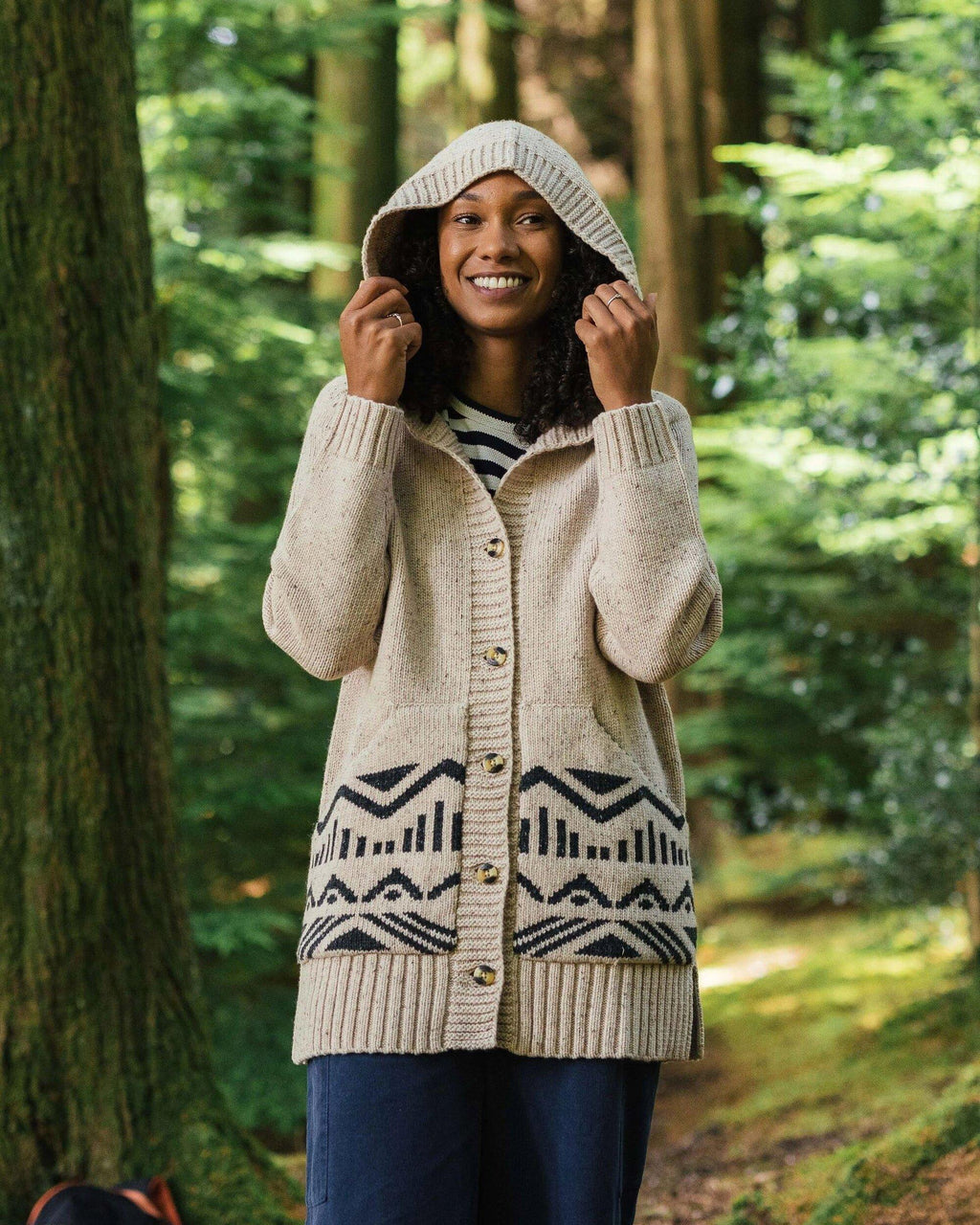 Women's Snoozle Recycled Knitted Hooded Cardigan - Cream