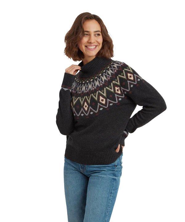 Women's Indu Mock Neck Jumper - Black