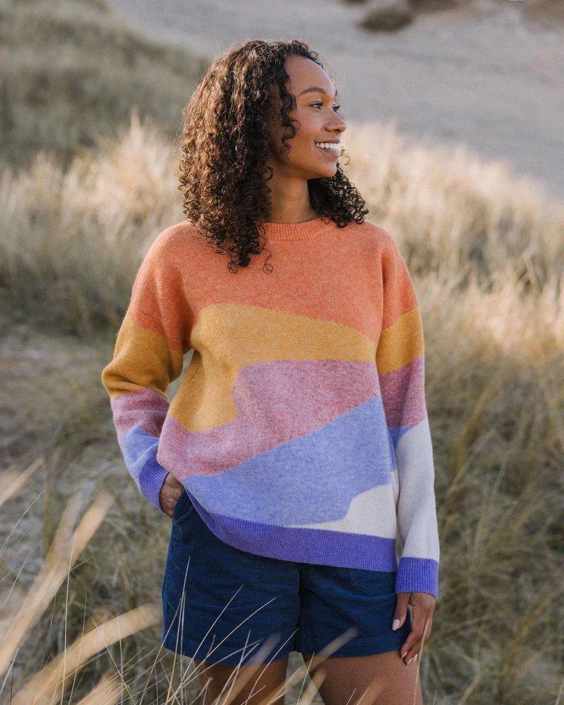 Women's Scenic Knitted Jumper -  Purple / Orange