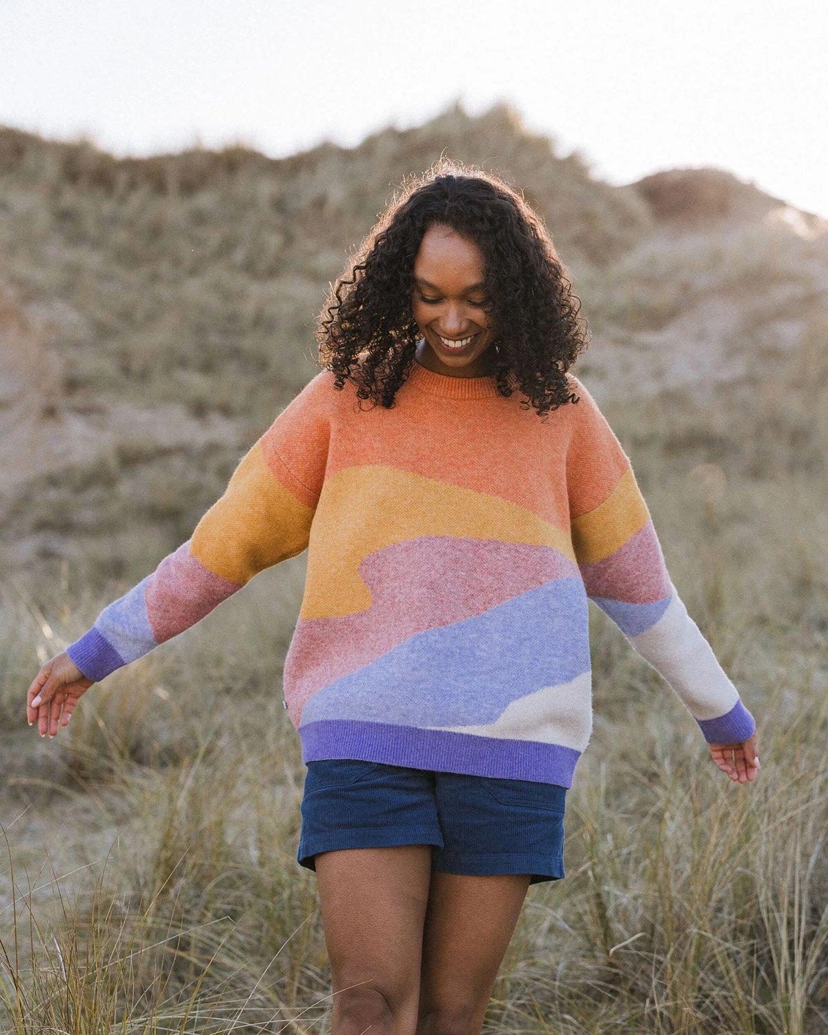 Women's Scenic Knitted Jumper -  Purple / Orange
