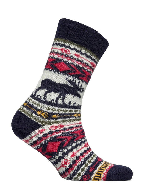Unisex Winter Alpaca Moose Socks - Multi