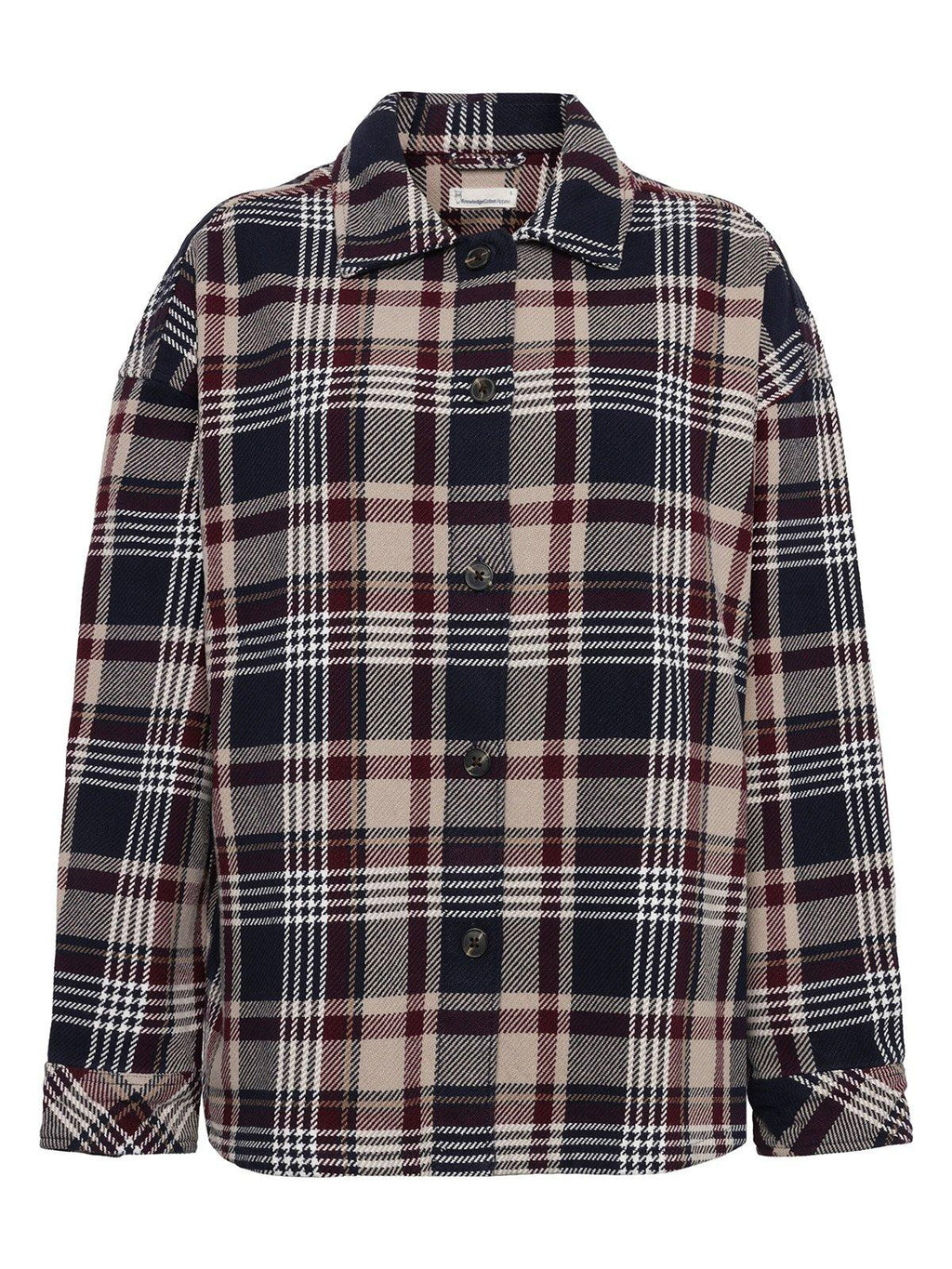 Women's Twill Checked Flannel Overshirt - Navy / Beige