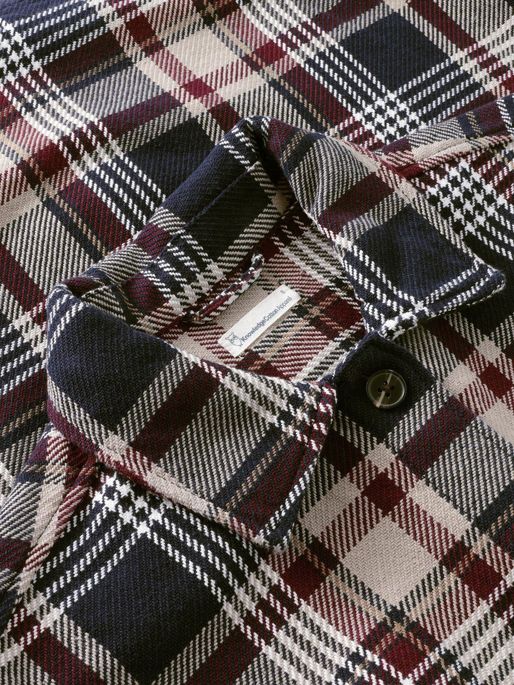 Women's Twill Checked Flannel Overshirt - Navy / Beige