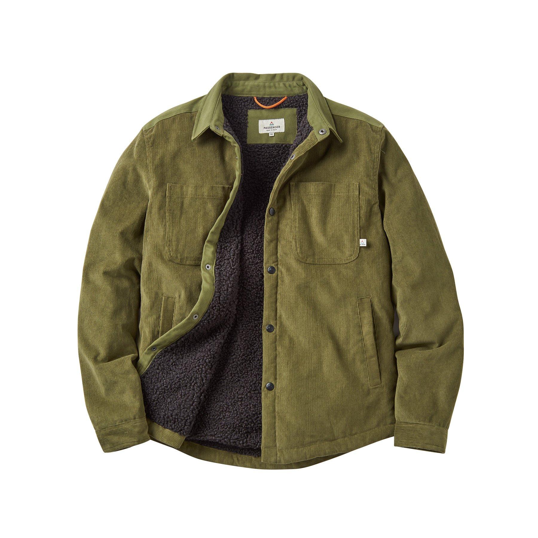 Passenger Men's Kodiak Sherpa Lined Cord Overshirt - Green | Tiso