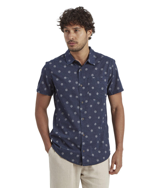 Men's Newar Peacock Short-Sleeve Shirt - Navy