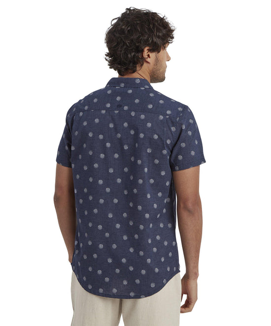 Men's Newar Peacock Short-Sleeve Shirt - Navy