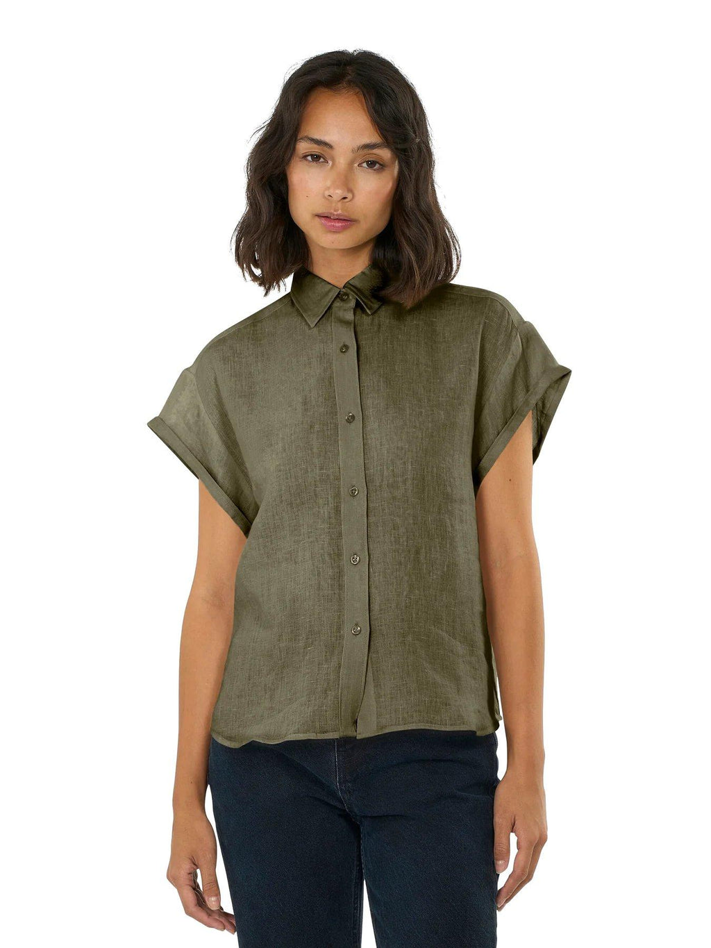 Women's Aster Linen Shirt - Green