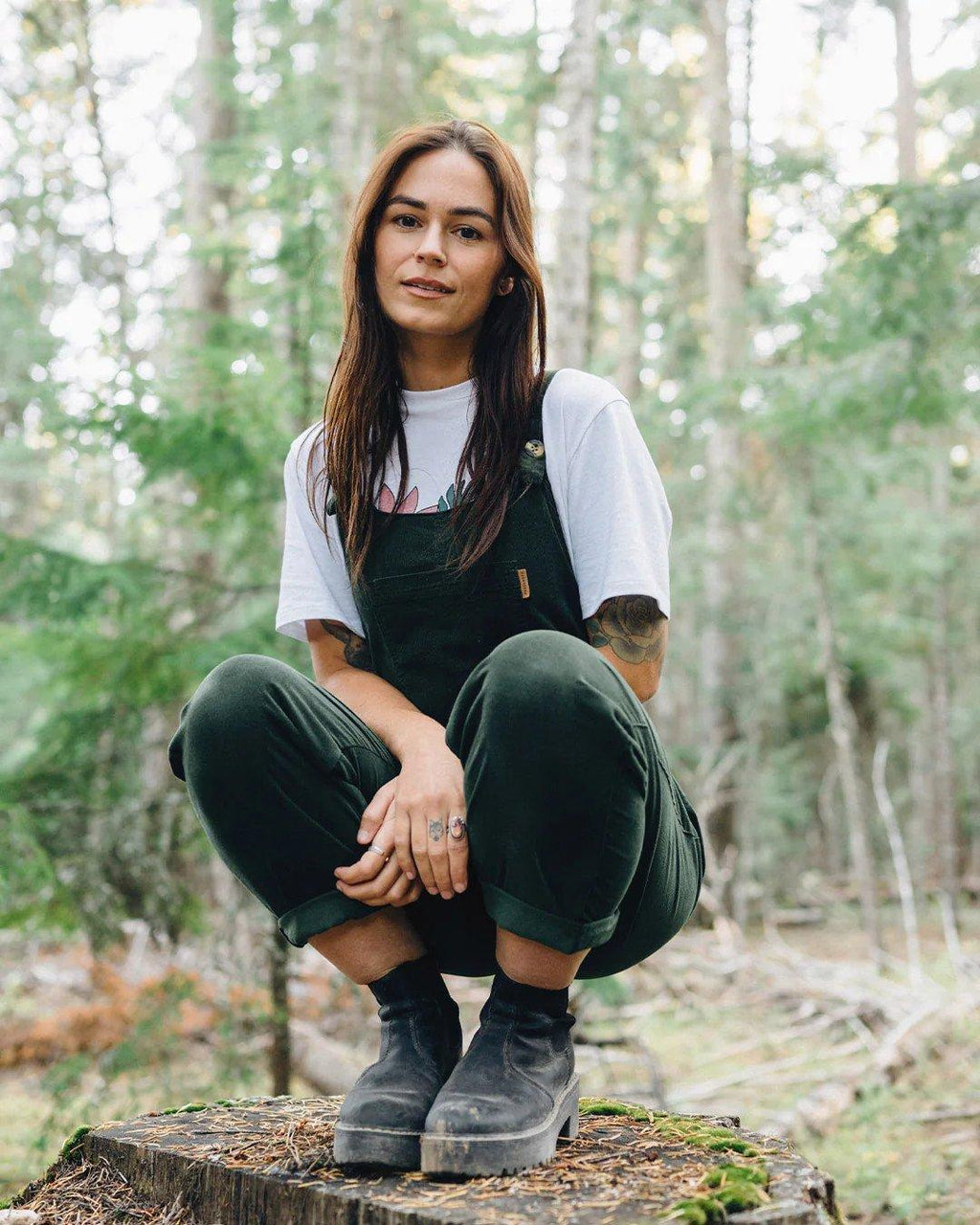 Women's Meadows Cord Dungarees - Green