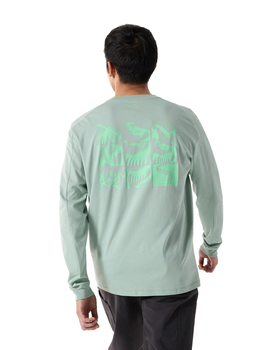 Men's Kragg SL Cotton Long-Sleeve T-Shirt - Stone Green / Phosphorescent