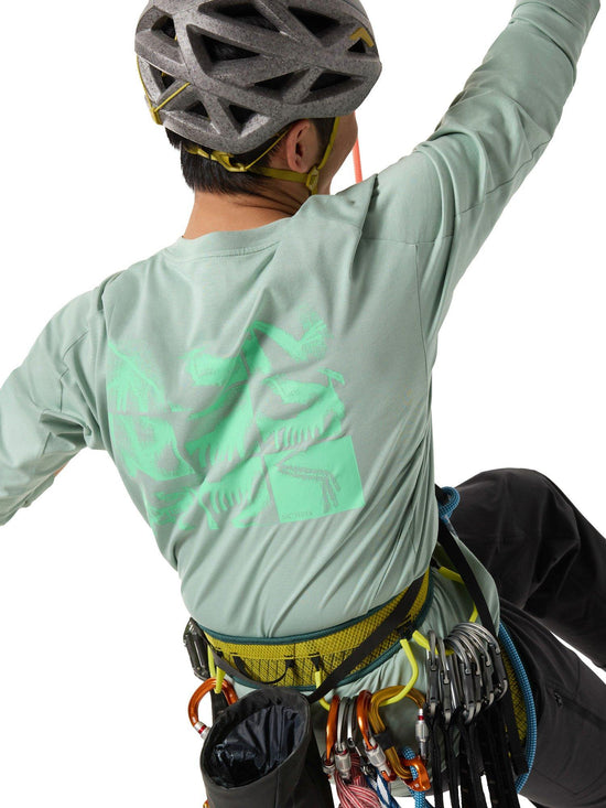 Men's Kragg SL Cotton Long-Sleeve T-Shirt - Stone Green / Phosphorescent