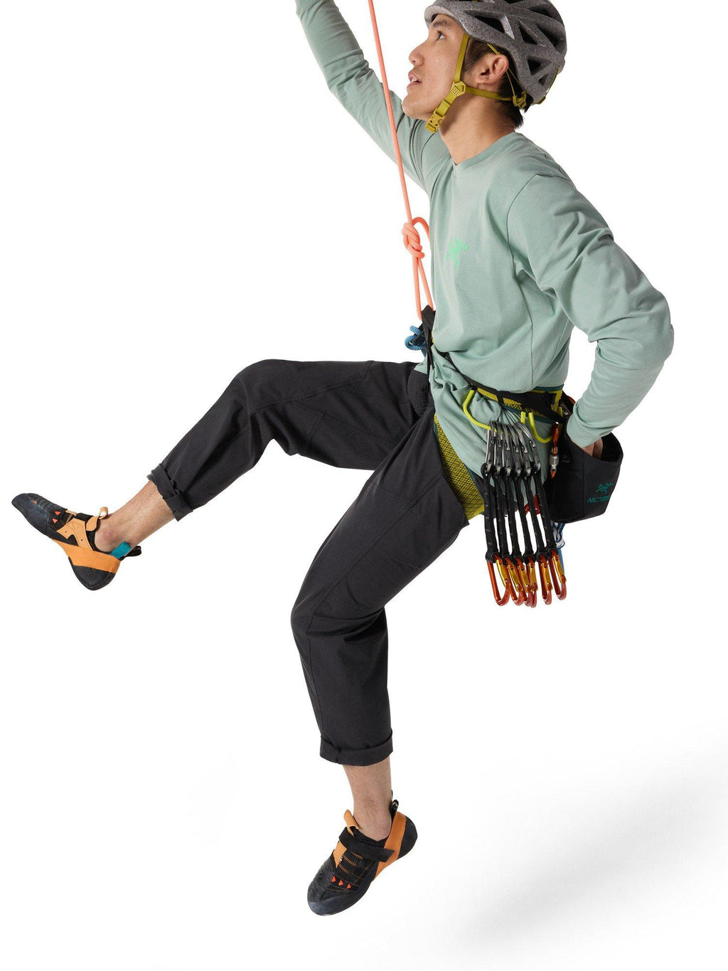 Men's Kragg SL Cotton Long-Sleeve T-Shirt - Stone Green / Phosphorescent