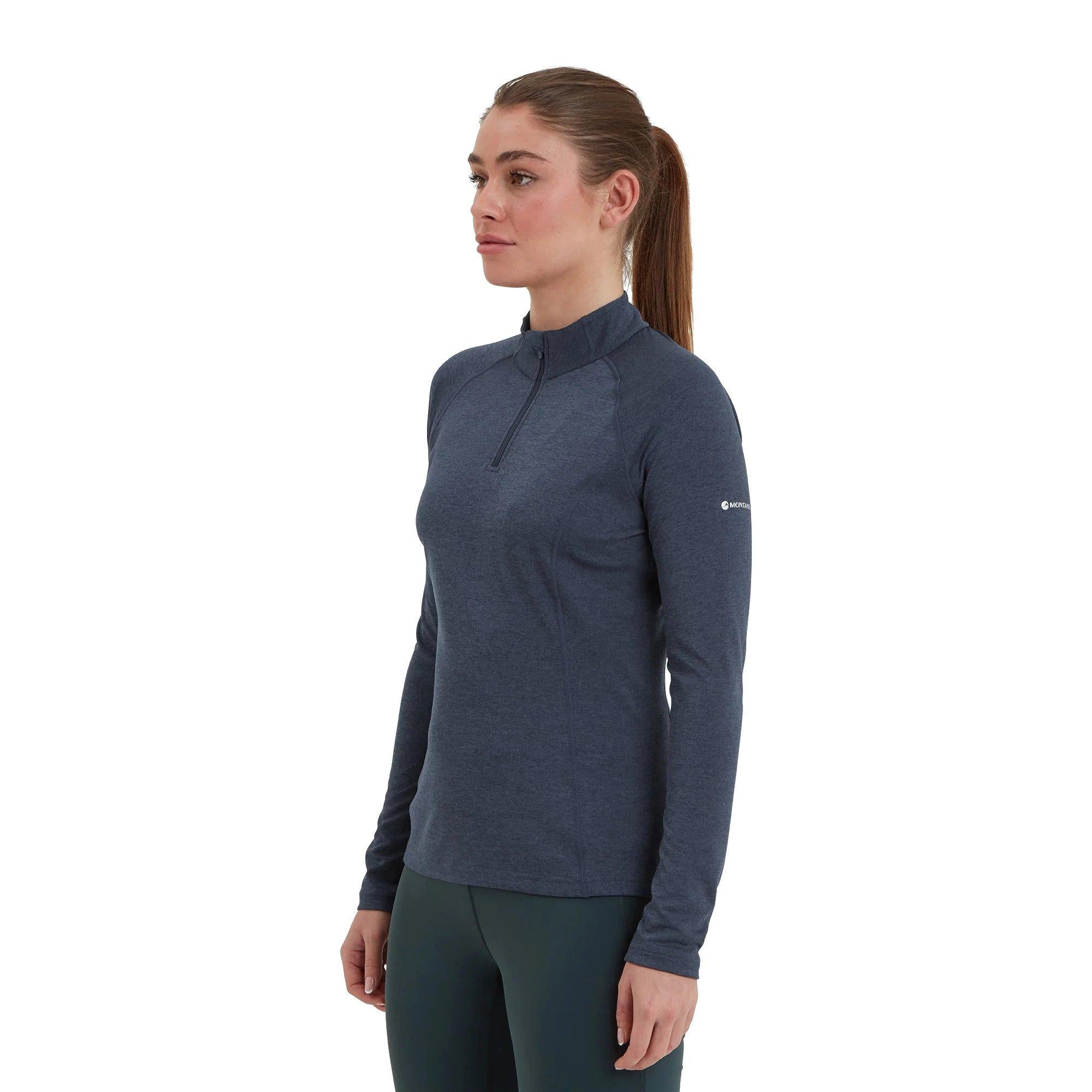 Women's Dart Zip Neck T-Shirt - Blue