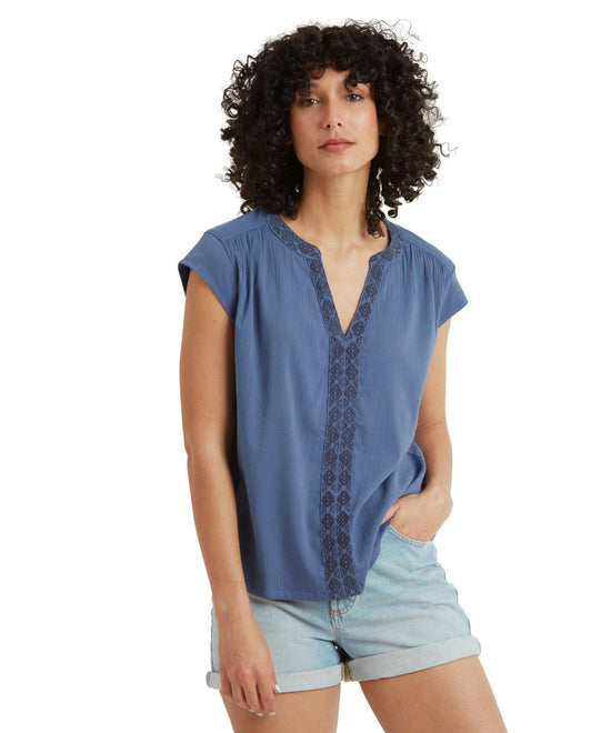 Women's Hara Cap-Sleeve Top - Blue