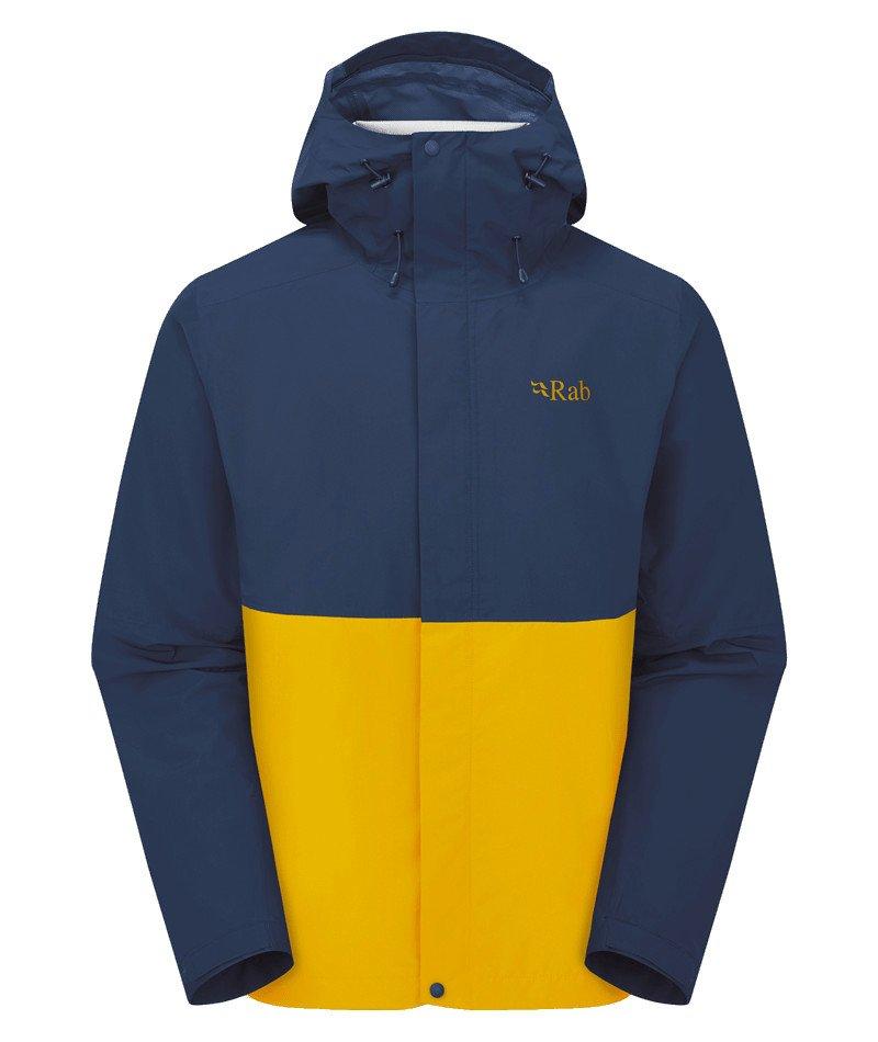 Men's Downpour Waterproof Jacket - Navy / Yellow