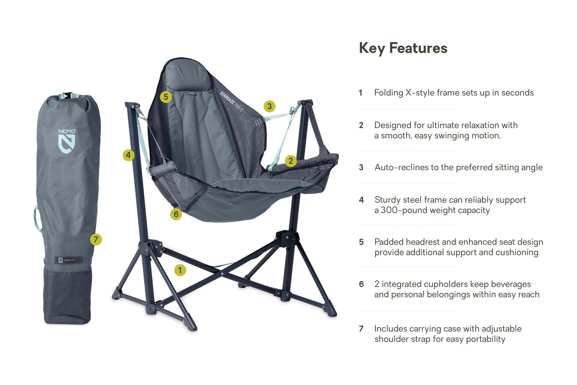 Stargaze EVO-X Folding Reclining Camp Chair - Blue