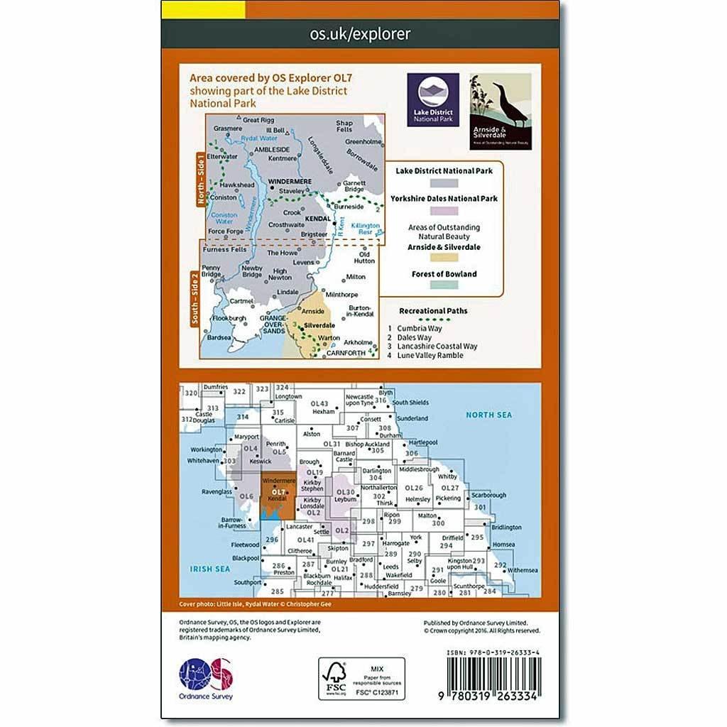 Explorer Active OL7 The English Lakes Map - SE Area