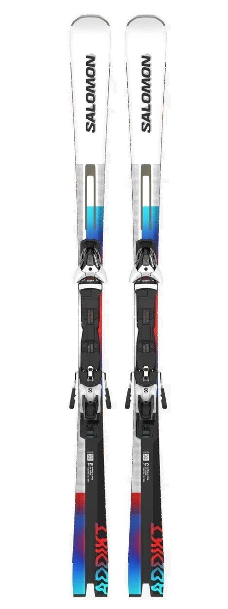 salomon addikt skis Salomon Addikt Piste Skis + Z12 GW F80 Bindings - White/Blue