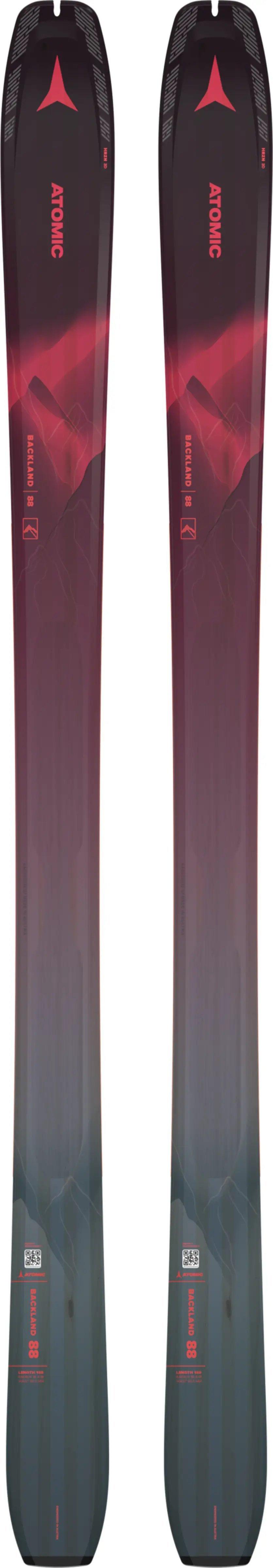 Women's Backland Touring Skis 88mm + Climbing Skin 88/89 - Maroon/Red