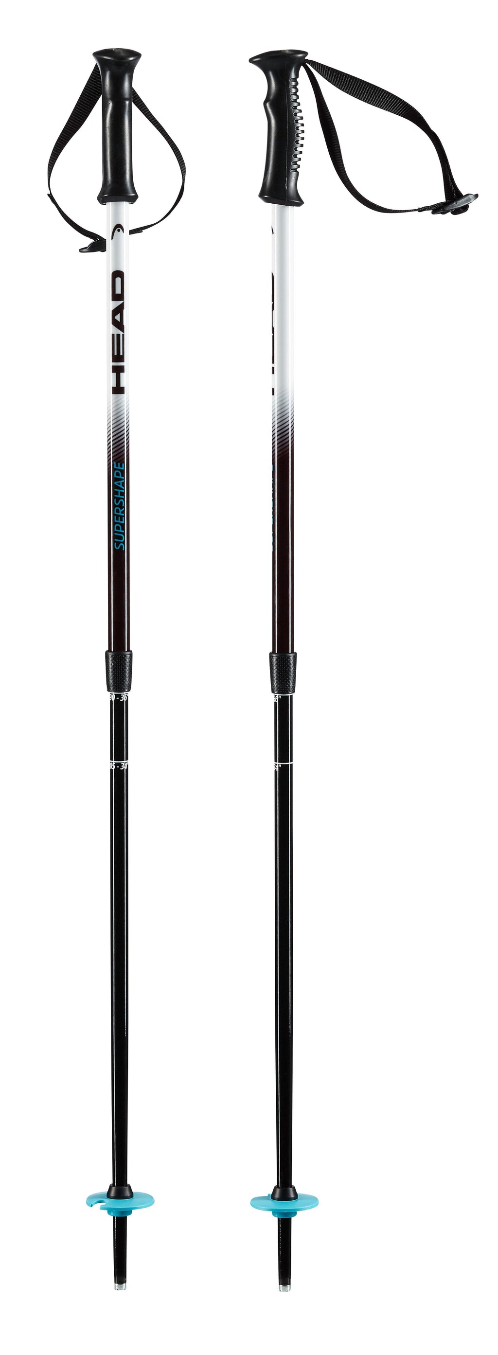 Kids' Supershape Team Adjustable Ski Poles - Black / White