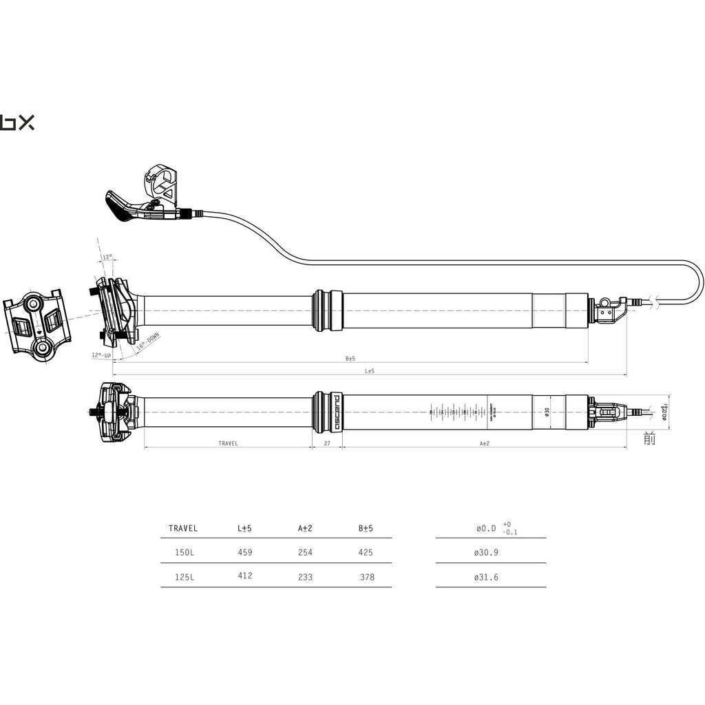 Ascend Dropper Seatpost - 125 mm travel, 30.9 diameter