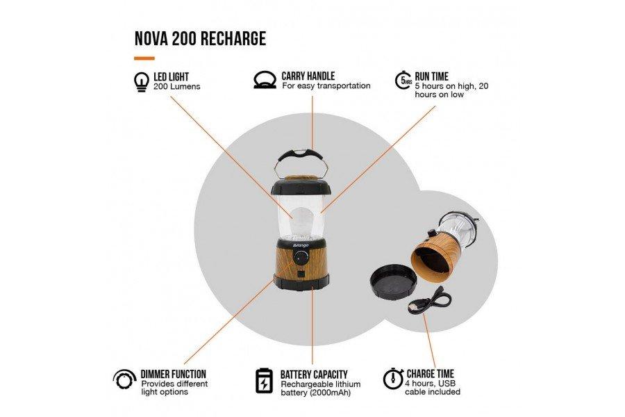 Nova 200 Recharge Lantern - Wood Effect