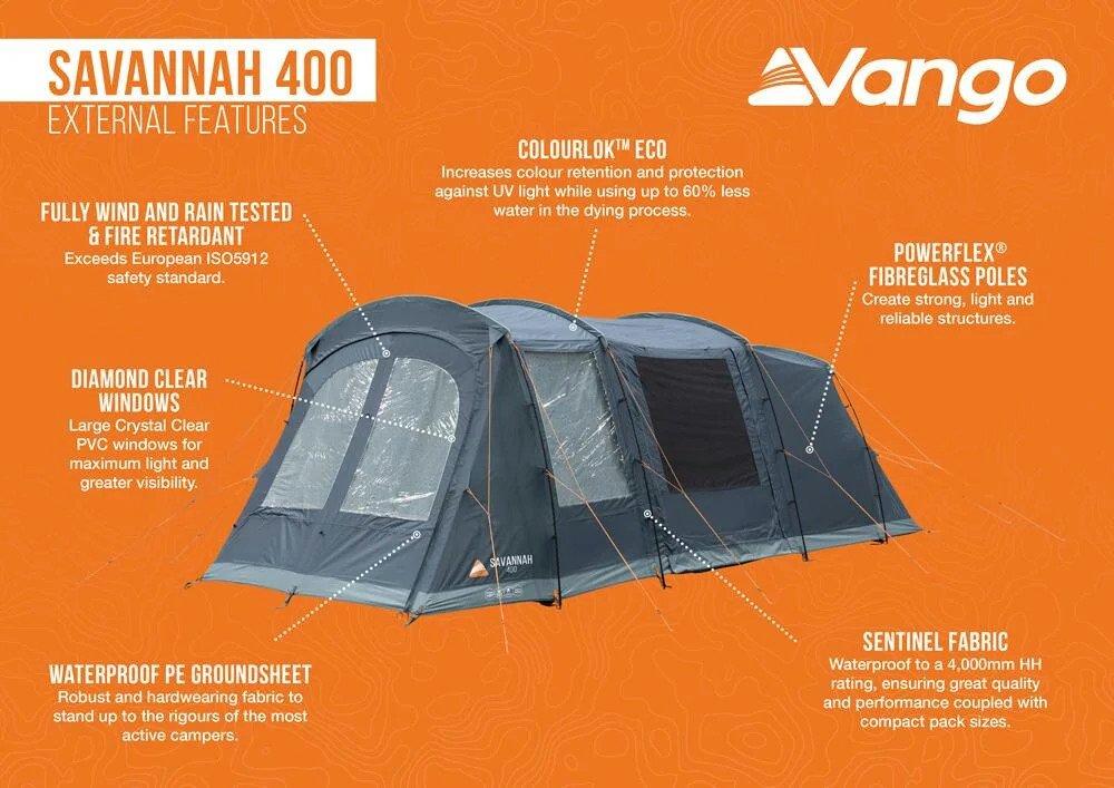 vango air tent Vango Savannah 400 4-Person Poled Tent - Blue