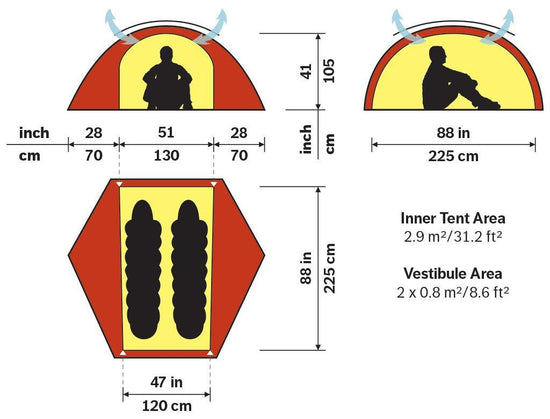 Allak 2-Person Tent - Red