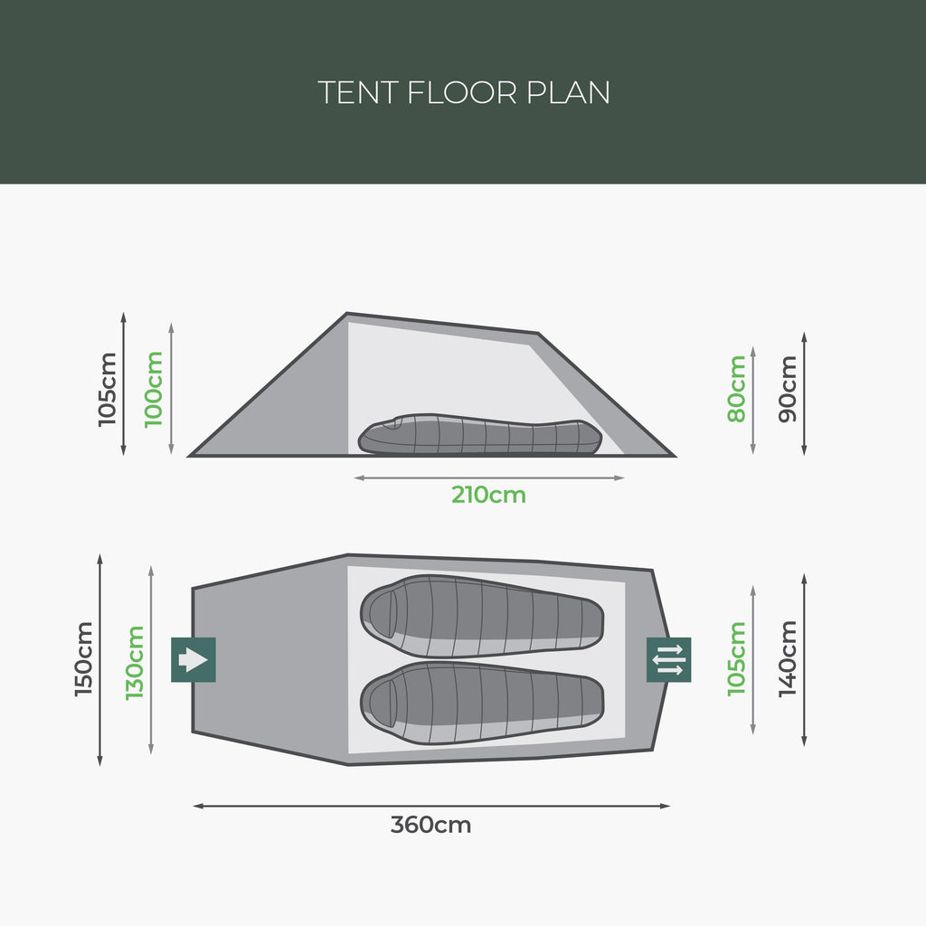Respite 2-Person Tunnel Tent - Green