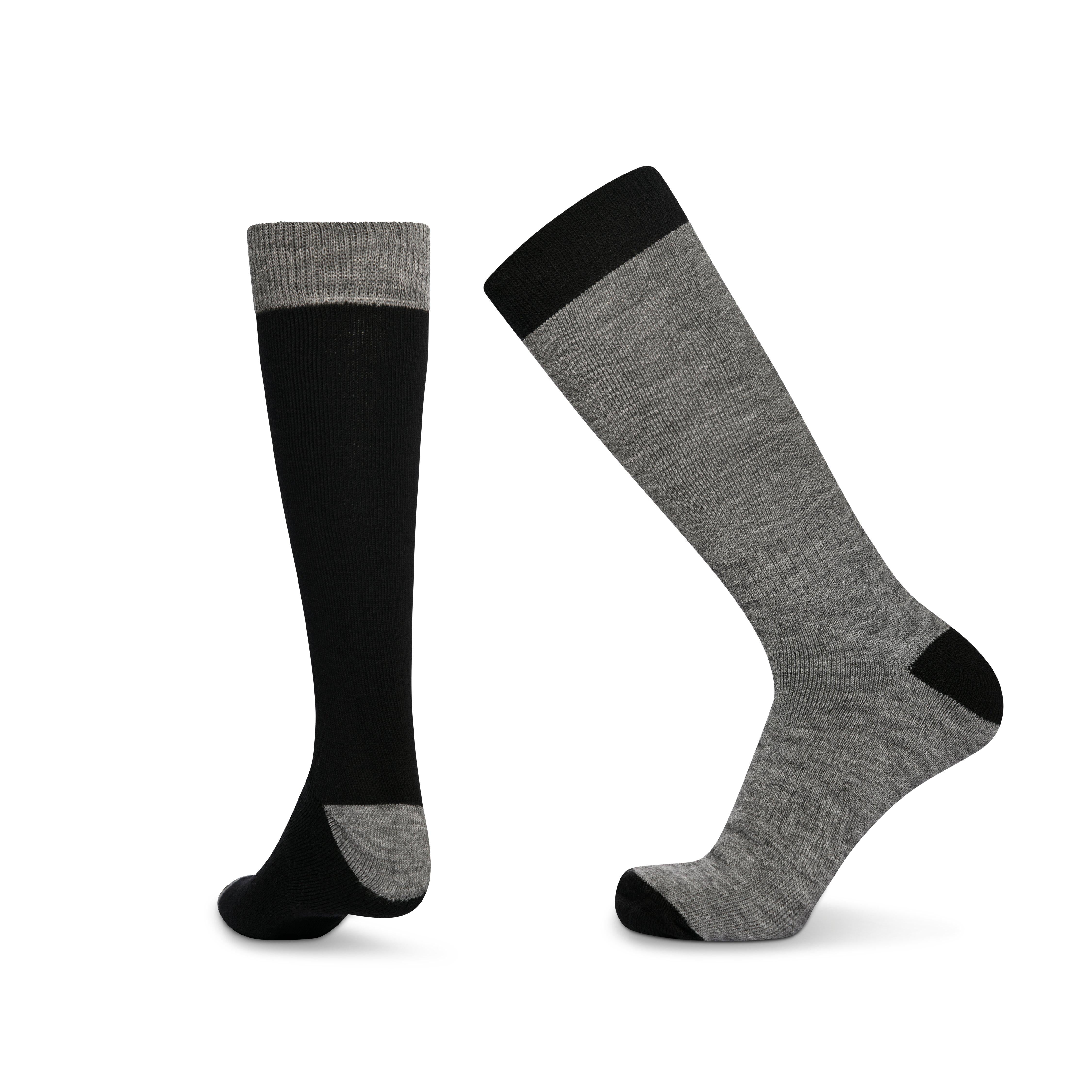 Men's 2 Pack Ski Socks - Black/Grey